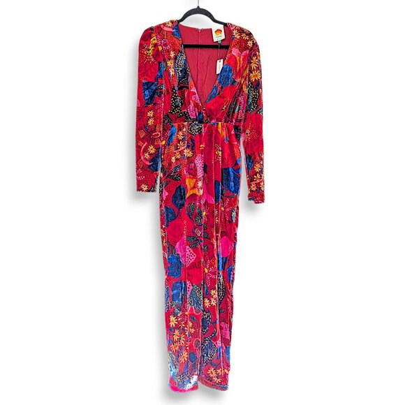 Farm Rio floral multicolour velvet boho hippie jumpsuit W S NWT - Picture 8 of 15